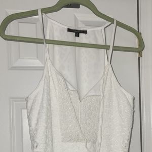 White tank with overlay and tassel tie